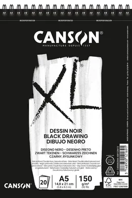 Image de CANSON Bloc de croquis et d'études XL Black DIN A5 noir 20 feuilles