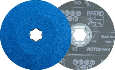 Produktbild von PFERD TOOLS COMBICLICK Fiberscheibe Ø 125 mm VICTOGRAIN-COOL80 für Stahl und Edelstahl