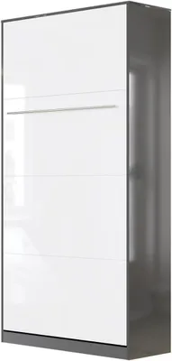 Produktbild von SMARTBett Schrankbett Standard  Anthrazit Hochglanz/Weiss Hochglanz 90 Vertikal