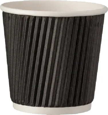 Produktbild von 25 Kaffeebecher Coffee to go 100ml doppelwandig Ø 62x60mm schwarz geriffelt Kopie