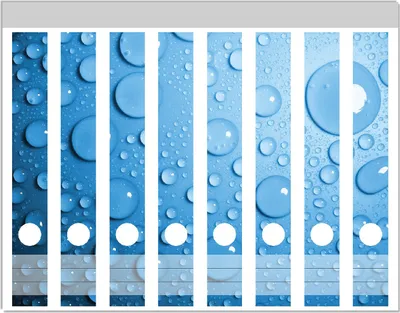 Produktbild von Wallario Ordnerrücken Sticker, selbstklebend für schmale Ordner, 8 Stück, Motiv Wassertropfen auf Blau