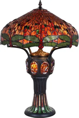Produktbild von Casa Padrino Tiffany Tischleuchte Schwarz / Mehrfarbig Ø 57,5 x H. 83 cm - Luxus Qualität