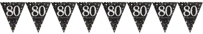 Immagine prodotto di Ghirlanda di bandierine dorate scintillanti per l'80° compleanno