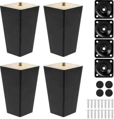 Produktbild von Möbelbeine aus massivem Gummiholz - langlebig und stabil - Set von 4