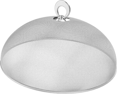 Produktbild von Lebensmittelabdeckung aus Edelstahlgewebe, rundes Insektennetz fš¹r Kš¹che, Au?enbereich und Picknick, wiederverwendbar, 40 cm, silberfarben.