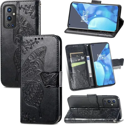 Produktbild von König Design Hülle kompatibel mit OnePlus 9 Pro Kunstleder Handyhülle - Handy Case Schwarz