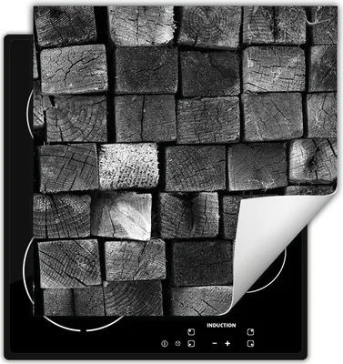Produktbild von DarHaus Herdabdeckplatte 60x52 cm Anti Rutsch Matte Aufrollbar, grau - Holz