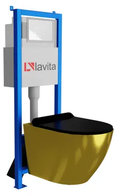 Produktbild von LAVITA WC-Set SOFI SLIM GOLD/BLACK LAV 101 LAV 200.4.1 spülrandlos Weiß