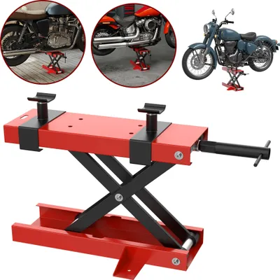 Obrázek produktu pro LARS360 zvedák na motorku 500 kg, nastavitelná výška 9,5-35 cm, montážní stojan na motorku s podpěrným sloupem, zvedací stůl pro motorku ATV quad, stabilní