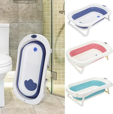 Produktbild von TolleTour Baby Badewanne Neugeborenen Faltbare Babywanne Kinderbadewanne Temperatur-Sensor,Blau