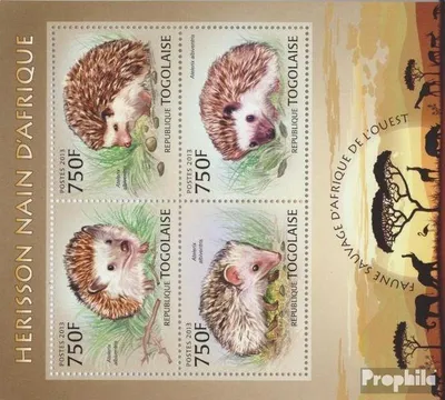 Produktbild von Briefmarken Togo 2013 Mi 4821-4824 Kleinbogen (kompl. Ausgabe) postfrisch Zwergigel (Atelerix albiventris)