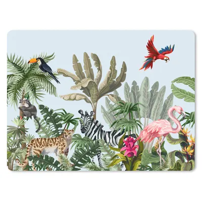 Produktbild von MuchoWow® Mauspad Mousepad Dschungel - Flamingo - Affe - Jungen - Mädchen - Kinder 23x19 cm - Mousepads - Maus Mat - Pad - Mausunterlage - Schreibtischunterlage - Mauspad