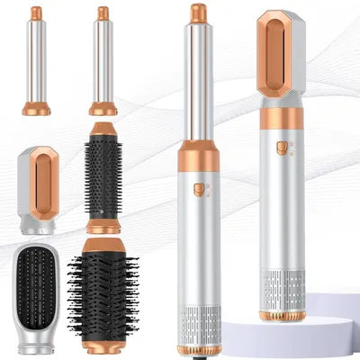 Produktbild von UKLISS 6-in-1-Haarstyler, 1000 W, mit Rundbürste, Luftlockenstab, Glättbürste, Weiß