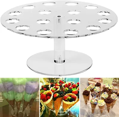 Produktbild von 16-Loch-Halter für Eistüten/Eiswaffeln, zum Selbermachen von Cupcake-Zapfen, Metall-Backgestell, Tischkegel, Kuchen-Präsentationsständer