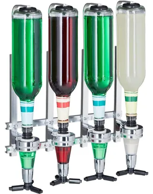 Image de Distributeur d'alcool pour 4 bouteilles - Ensemble de bar mural - Distributeur doseur pour spiritueux et vin - Pour bar à cocktails et bar de salon