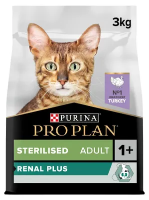 Productafbeelding van Purina Pro Plan Sterilised OPTIrenal, voor volwassen katten, kalkoen, 3 kg, bevat antioxidanten