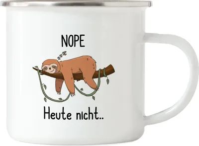 Produktbild von Heute Nicht Emaille Tasse Faultier Lustig Spruch Ironie Unhöflich Faul Büro-Kollegen Geschenk