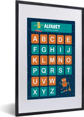 Produktbild von MuchoWow® MuchoWow® Gerahmtes Poster Kinderzimmer - Lernen - Alphabet - Mädchen - Kinder - Kinder 40x60 cm - Poster mit zchwarzem Bilderrahmen - Poster in Rahmen