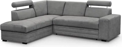 Produktbild von Ecksofa im modernes Stil Roma Polsterecke mit Schlaffunktion Bettkasten verstellbaren Kopfstützen, Stoff: vardo 11 - grau, Ottomane: links