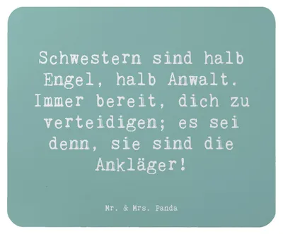 Produktbild von Mr. & Mrs. Panda Mauspad Spruch Schwesternwunder - Meeresbrise - Geschenk, liebe unter geschwistern, computer mousepad, Geburtstage, mausteppich, Familiengeschenk