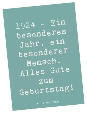Produktbild von Mr. & Mrs. Panda Postkarte Spruch 1924 Geburtstag - Meeresbrise - Geschenk, Geburtstagsgeschenk, Ansichtskarte, Fotokarte, Ansichtskarten, Jahrgang, Glückwunsch