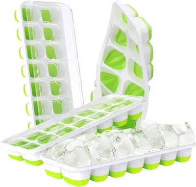 Produktbild von Silikon-Eiswürfel-Set mit Deckel - 4er Set - 56 Eiswürfel - BPA-frei