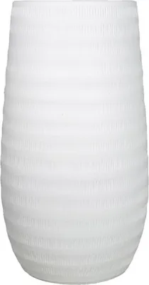 Produktbild von INNA-Glas Keramik Pflanzvase mit Rillen, weiß-matt, 50 cm, Ø 26 cm - Deko Vase