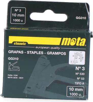Image de Agrafes n° 3, 10 mm, 1000 pièces. Gg310 Mota