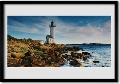 Produktbild von Bild 70x50 MDF-Rahmen Wandkunst Leuchtturm-Landschaft