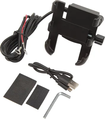 2 v 1Motorcycle Phone Mount Charger Zpětné zrcátko nebo držák mobilního telefonu na řídítka černý