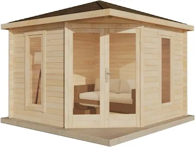 Produktbild von Alpholz 5-Eck Gartenhaus Liwa Compact 312x312cm Natur 28mm Wandstärke