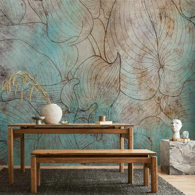 Produktbild von Vlies Fototapete - Leaves in Blue 250x175 cm Blätter f-C-0480-a-a
