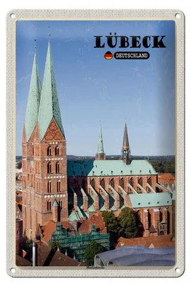 Produktbild von Blechschild Städte Lübeck Deutschland Marienkirche 20x30cm
