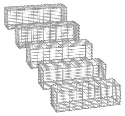 Obrázek produktu pro Sada gabionových košů – pozinkovaná ocel – stříbrná síť – 100 x 30 x 30 cm