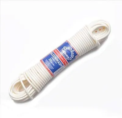 Productafbeelding van Witte PVC Waslijn 4.8mm - Duurzaam en Kledingvriendelijk 20M