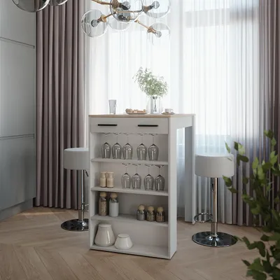 Obrázek produktu pro Stojací barový stůl se židlemi Vicco Repose Bílá/Sonoma 67 x 100 cm se 2 barovými stoličkami, Model 55716