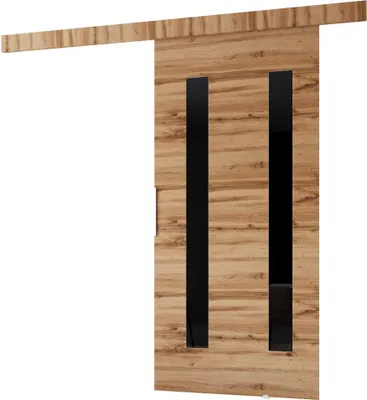 Produktbild von Minio, Schiebetür "CLEAN H", mit schwarzem Dekorelement, Zimmertür, 106cm, Wotan Eiche Farbe