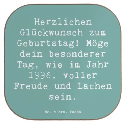 Produktbild von Mr. & Mrs. Panda Untersetzer Glas Spruch 1996 Geburtstag Freude - Meeresbrise - Geschenk, gläseruntersetzer, Alter, Geburtstagsfeier, besonderer Tag, Coaster, Liebe