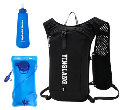 Trinkrucksack 8L mit 2L Trinkblase und 500ml Softflasche, Laufweste, Unisex