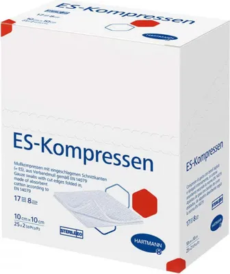 Produktbild von Hartmann ES-Kompressen steril 10 cm x 10 cm, 8-fach, 25 x 2 Stück