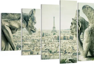 Produktbild von Bild auf Leinwand - Leinwandbild - 5 Teile - Wasserspeier Paris Notre-Dame - 150x100cm - Wand Bild - Wanddeko - Wandbilder - Leinwanddruck - Bilder - Wanddekoration - Leinwand bilder - EG150x100-4544