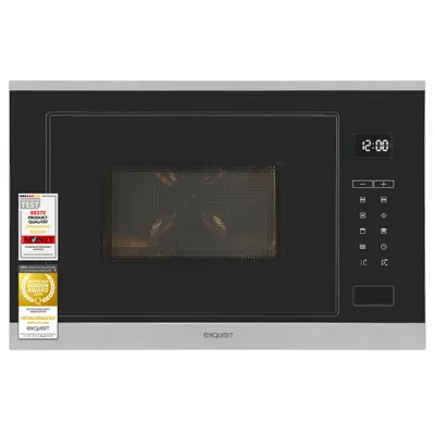 Produktbild von Exquisit Einbau-Mikrowelle EMW525-G-020 inox, 25 Liter, 900 W Mikrowelle, Grillfunktion, Automatikprogramme, Kindersicherung