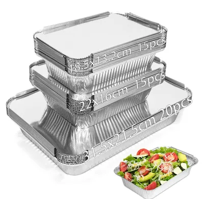 Obrázok produktu pre 50 hliníkových misiek s pokrievkami – vhodné na catering a grilovanie