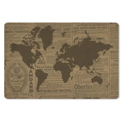 Produktbild von MuchoWow® Schreibtischunterlage Weltkarte - Braun - Zeitungspapier 60x40 cm - XXL Mauspad - Großes Mauspad