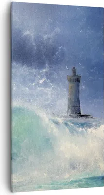 Produktbild von Bild auf Leinwand - Leinwandbild - Leuchtturm Meer - 55x100cm - Wand Bild - Wanddeko - Wandbilder - Leinwanddruck - Bilder - Kunstdruck - Wanddekoration - Leinwand bilder - Wandkunst - PA55x100-3576