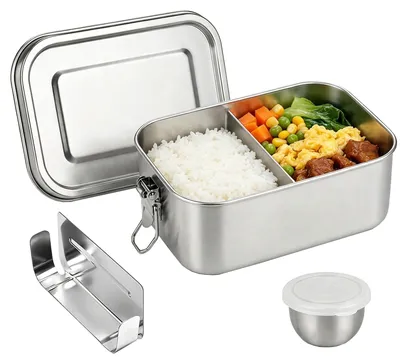 Productafbeelding van Roestvrijstalen Lunchbox 850 ml met Dipsaus Container