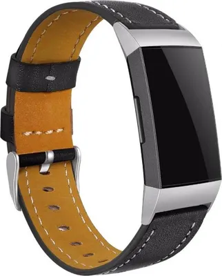 Produktbild von Strap-it Lederarmband – passend für Fitbit Charge 3 / Fitbit Charge 4 – elegantes Schwarz