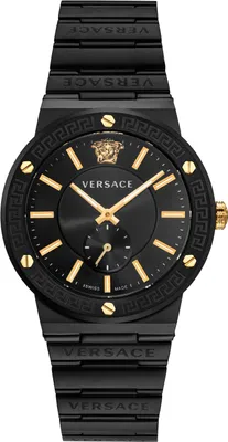 Produktbild von Versace VEVI00620 Greca Logo schwarz Edelstahl Armband Uhr Herren NEU