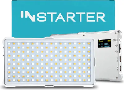 Immagine prodotto di Instarter Spectar LED video light, illuminazione per telecamera con bicolore in formato tascabile, luce video da 12 W con diffusore, luce da studio con funzione di power bank