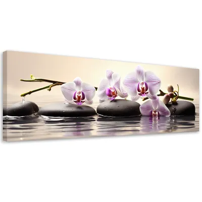 Produktbild von Leinwandbild Orientalische Orchideen 90x30 Feeby Rosa bild für die wand bereit zum aufhängen